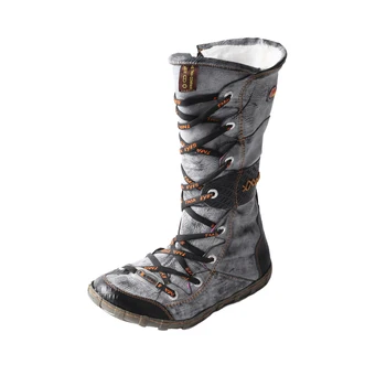 Женские ботинки TMA EYES 2022, зимние длинные выстиранные женские ботинки на молнии с контрастной строчкой сбоку