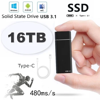Портативный SSD Внешний твердотельный жесткий диск Высокоскоростной 30 ТБ 16 ТБ 8 ТБ Интерфейс USB3.0 Type C Оригинальные мобильные диски Для хранения данных