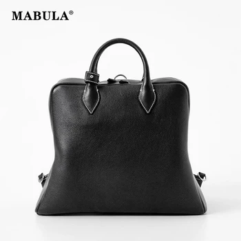 MABULA Классическая Черная сумка-ранец из натуральной коровьей кожи, Большой 14-дюймовый Женский рюкзак для ноутбука, Повседневный студенческий дорожный рюкзак