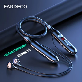 EARDECO Bluetooth Наушники Басовые Беспроводные наушники 100 часов воспроизведения Спортивные стерео Bluetooth наушники Музыкальная гарнитура с шейным ободом