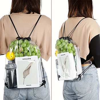 Прозрачный рюкзак на шнурке, Школьная сумка-тоут, спортивная сумка, Модный рюкзак для молодых мужчин и женщин, Новинка 2023 года
