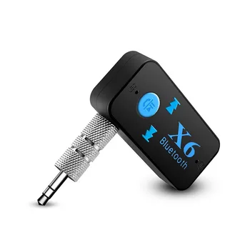 100 шт. x 6 Беспроводных Bluetooth 3,5 мм AUX Автомобильный аудио Стерео Музыкальный приемник Адаптер с микрофоном
