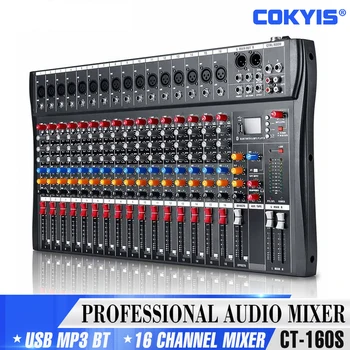 16-Канальный Музыкальный Микшерный пульт Power Mixer Аудио Микшер с USB и фантомным питанием 48 В CT-160S