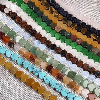 Натуральный камень, агаты, бусины, сердечки, кристалл кварца, полуфабрикаты, рассеянные бусины для изготовления браслета-ожерелья 