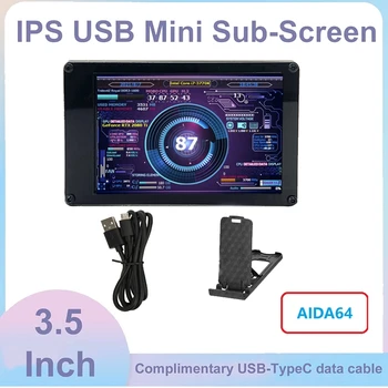 Дисплей на шасси AIDA64 3,5-дюймовый IPS ЖК-экран USB-Компьютерный дополнительный экран с корпусом из алюминиевого сплава для Raspberry Pi