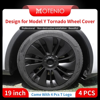 4ШТ 19-дюймовая крышка ступицы для Tesla Model Y, крышка колеса, Колпак Tornado, Автомобильное сменное колесо, Полная крышка обода, Аксессуары