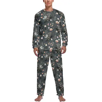 Пижама с бабочками с цветочным принтом, Черные бабочки-Вороны, Длинные рукава, Пижамные комплекты Kawaii, 2 предмета, Ночная Осенняя одежда для сна с рисунком