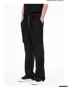 2023 новый стиль взлетно-посадочной полосы, персонализированные мужские двухслойные свободные брюки, мужские модные трендовые свободные брюки