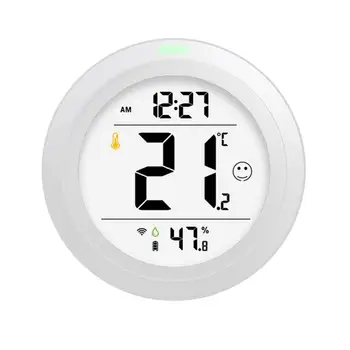 Умный датчик температуры и влажности Tuya, часы, совместимые с Wi-Fi, Световой будильник, приложение 