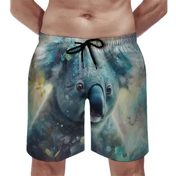 Пляжные шорты Koala Mystical Realms, Модные пляжные Короткие брюки, Мужские быстросохнущие пляжные плавки на заказ, подарок на день рождения