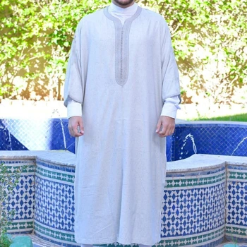 Мужской Арабский халат, Исламский халат, Мусульманская этническая одежда, Халат с длинным рукавом для мужчин, Прямая поставка