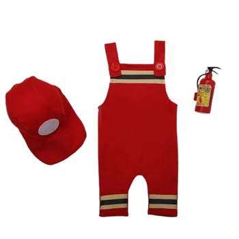 Реквизит для фотосъемки Ребенка, костюм Пожарного, комбинезон, шляпа, реквизит для фотосессии в душе новорожденного, прямая поставка