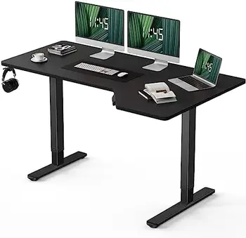 Фигурный стоячий стол, 55x34 дюйма, стоячий стол, Регулируемая высота с крючком для наушников, Большой компьютерный стол, Подставка для сидения, рабочий стол для Хо