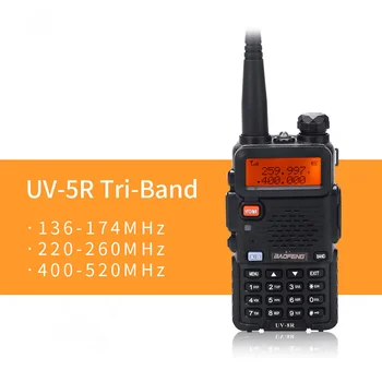 Baofeng UV-5R UV-5RX3 BF-R3 Трехдиапазонная портативная рация 136-174 МГц 220-260 МГц 400-520 МГц 3-полосный УФ-Приемопередатчик 1,25 М