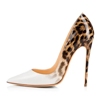 Женские туфли-лодочки с леопардовым принтом и градиентом на высоком каблуке с леопардовым принтом и градиентом белого цвета