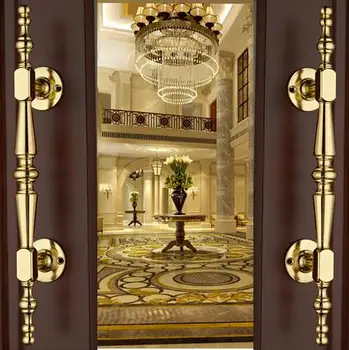 Европейская Золотая Массивная деревянная дверь, Раздвижная дверь, Дверная ручка для шкафа, Ручки для ящиков шкафа, Дизайн фурнитуры