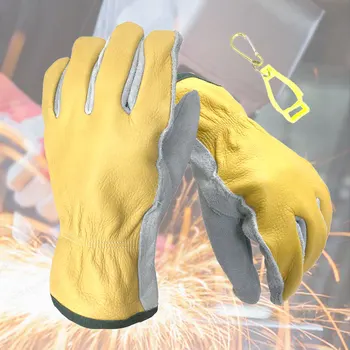 NMSafety Рабочие перчатки из воловьей кожи для дворовых работ, режущие, строительные, кожаные сварочные перчатки с зажимами