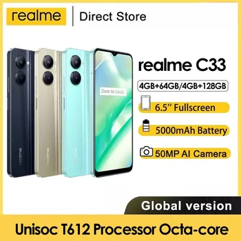 Глобальная версия Мобильного телефона realme C33 Мощный Восьмиядерный процессор Unisoc T612 6,5 