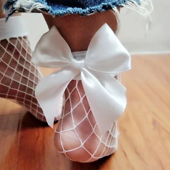 1 пара Женских больших ажурных носков до щиколотки, полый тонкий галстук-бабочка, Сетчатые кружевные короткие носки с рыбьей сеткой, женский аксессуар для косплея в стиле Лолиты