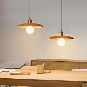 Ресторанная люстра в Скандинавском Стиле, современные простые светодиодные подвесные светильники для дома, Прикроватная лампа для спальни, настольная лампа для бара в стиле ретро из массива дерева