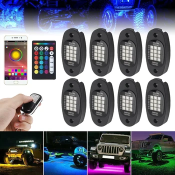 12V RGB LED Rock Underbody Wheel Well Стоп-сигналы Комплект APP RF IR Двухзонный Многоцветный неоновый светильник с подсветкой для грузовика Jeep