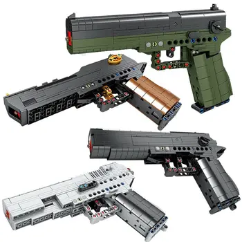 Военные строительные блоки Второй мировой войны, серия пистолетов American Desert Eagle Beretta 92, модель пистолета с запускаемой пулей, игрушки для мальчиков, подарки
