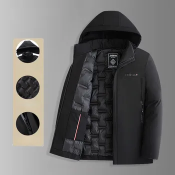 2023 Новая Хлопчатобумажная куртка-пуховик, зимняя верхняя одежда для мужчин среднего возраста, Утолщенная Съемная шляпа, пальто