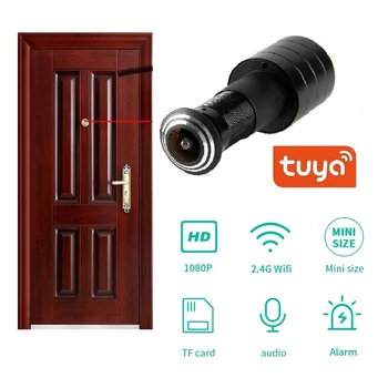 Зарядная аудио Дверная камера Широкоугольный Мини-WiFi порт с отверстием для глаз IP-камера Монитор безопасности Tuya 1080p Камера Tuya App Бытовая