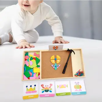Головоломка, Стучащие блоки, Стучащая игрушка, Развивает воображение ребенка, Деревянные блоки с рисунком для девочек, малышей