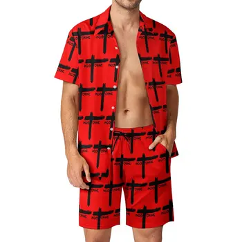Мужской пляжный костюм в стиле индокитайской группы в стиле поп-рок, графический костюм из 2 предметов, Винтажный торговый размер США