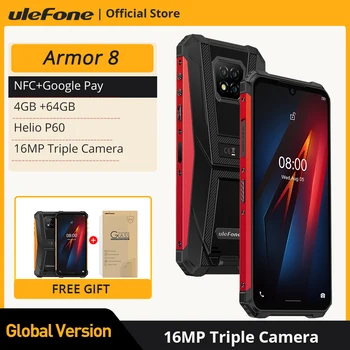 Ulefone Armor 8 Прочный Мобильный Телефон NFC Android Helio P60 4 ГБ + 64 ГБ 16 Мп Тройная камера Восьмиядерный 6,1 