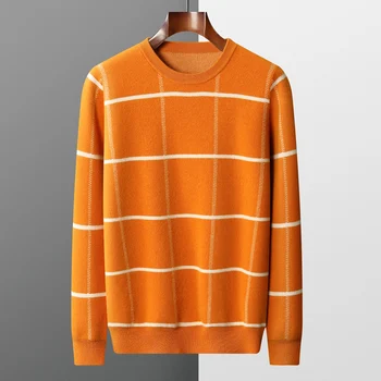 Кашемировый свитер, мужской пуловер с круглым вырезом, осенне-зимний повседневный