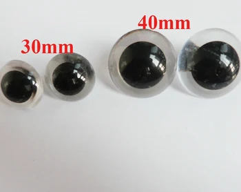 30 мм/40 мм большого размера, прозрачные пластиковые защитные игрушечные глазки с белой жесткой шайбой для плюшевых аксессуаров для животных