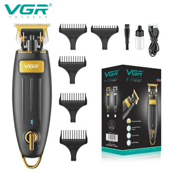 VGR Машинка для стрижки волос Профессиональная машинка для стрижки волос Перезаряжаемая машинка для стрижки волос Беспроводная Электрическая портативная машина для триммера с Т-образным лезвием V-192