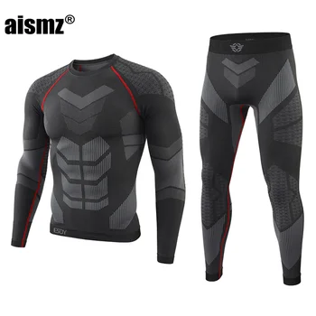 Aismz Бесшовное обтягивающее зимнее Термобелье, мужская спортивная одежда, многофункциональные дышащие подштанники для тренировок на велосипеде