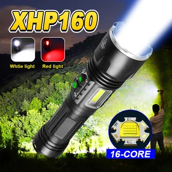Новейший светодиодный фонарик XHP160 Мощный светодиодный фонарик Водонепроницаемый фонарик USB Перезаряжаемый Фонарь 18650 Портативный Масштабирующий фонарь для кемпинга