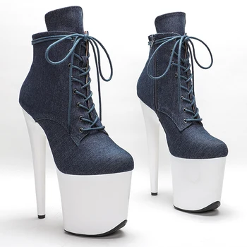 Leecabe/обувь для танцев на шесте из джинсового материала 20 см/8 дюймов, обувь для танцев на шесте на платформе и высоком каблуке
