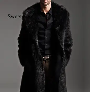 Мужская шуба, Зимняя верхняя одежда из искусственного меха с одной стороны, пальто, Мужская парка в стиле панк, Куртки, Длинные Кожаные пальто, Одежда из искусственного меха