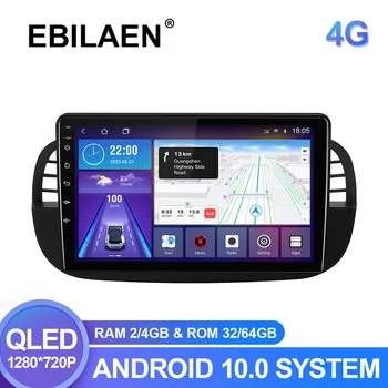 EBILAEN QLED Автомобильный Радио Мультимедийный Плеер Для FIAT 500 2007-2015 Carplay Android авто GPS Навигация Головное Устройство Стерео 4G WIFI