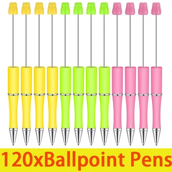 120 шт. пластиковая ручка с бусинами, шариковые ручки с черными чернилами, ручки 