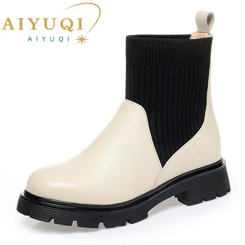 AIYUQI/ Женские зимние ботинки из натуральной кожи, Мода 2023 года, Большие Размеры 41, 42, 43, Женские ботинки 