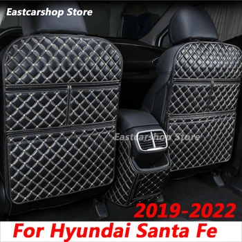 Для Hyundai Santa FE 2021 2020 2019 2022 Автомобильный Универсальный Кожаный Протектор заднего сиденья Против ударов, Защитный Коврик, Автомобильные Аксессуары