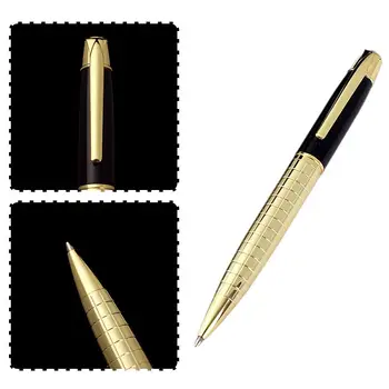 Металлическая Вращающаяся Шариковая ручка с гравировкой, Черные Чернила, Средняя ручка, Гладкая Металлическая ручка 1,0 мм, Шариковая ручка для письма Подписей S8F0