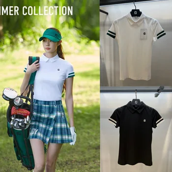 Новая женская одежда для гольфа с короткими рукавами и лацканами, быстросохнущая одежда для занятий спортом на открытом воздухе, удобный топ, рубашка поло