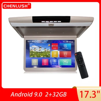 Автомобильный монитор Android 17,3 Дюйма, 2 + 32 ГБ, Мультимедийный видеоплеер 1080P, потолочный телевизор, автомобильный дисплей на крыше, Поддержка Bluetooth FM HDMI