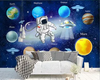 изготовленная на заказ фреска фотообои 3d космический НЛО космический корабль астронавт детская комната живопись домашний декор обои для стен в рулонах