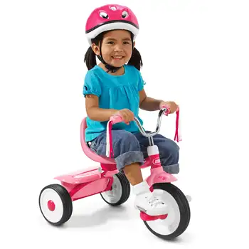 Готовый к катанию складной трехколесный велосипед для начинающих, розовый, детский трехколесный велосипед