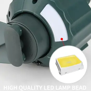 Портативный вентилятор для кемпинга со светодиодным фонарем, складной с подвесным крючком с пультом дистанционного управления