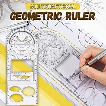 Многофункциональная Геометрическая линейка, шаблон для геометрического рисования, Измерительный инструмент для школьных канцелярских принадлежностей, Линейки для рисования, Студенческие M2F8