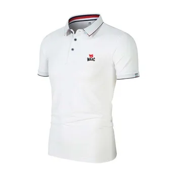 Мужская рубашка поло для гольфа, мужской топ с коротким рукавом и принтом, повседневная деловая однотонная футболка, новинка 2023 года, мужская одежда